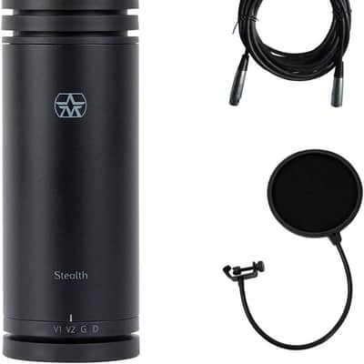 Aston Microphones Stealth Cardioid Active Dynamic Broadcast Microphone with Gator RI-POPFILTER and XLR Cable image 1