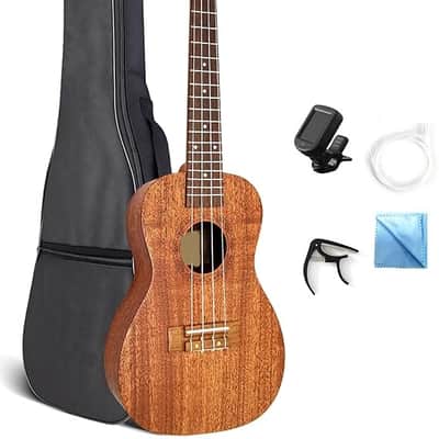 23 Inch Concert Ukulele All-in-One Mahogany Ukelele Kit for Beginner with Online Lessons Gig Bag Tuner Strap Nylon Strings Picks image 1