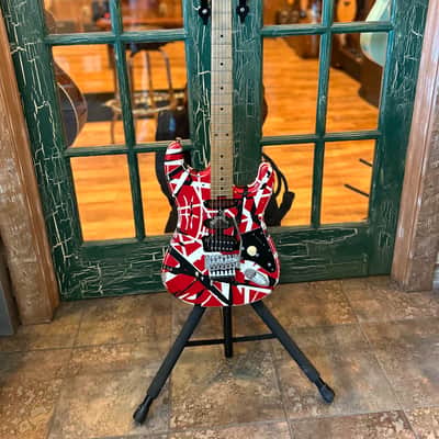 2026 EVH Frankenstein Frankie Strip Series Red and Black Relic Electric Guitar image 1