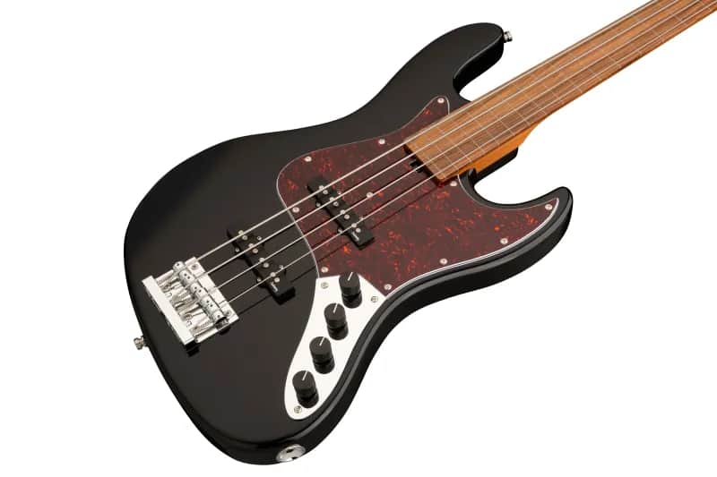 Sadowsky MetroExpress 21-Fret Vintage J/J Bass, Morado Fingerboard, Fretless With Lines, 4-String - Solid Black High Polish image 1