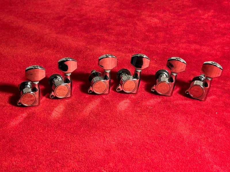 Unmarked 6 In-Line Lefty Or Reverse Headstock Right Chrome Tuning Machine Heads image 1
