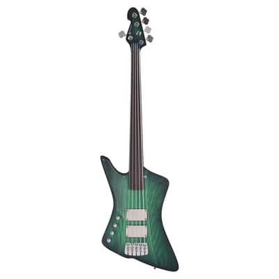 Sandberg Forty Eight Matte Greenburst Fretless 5-String Lefty (Serial #40418) image 4