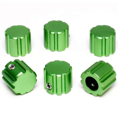 6 Instrument Control KNOBS, w/Set Screw and Wrench, Anodized Aluminum, Guitar Radio DIY, Green image 3
