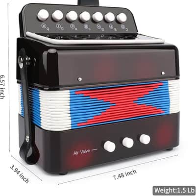 Kids Accordion, 10 Keys Control Mini Accordion Toy Gifts Easy to Play for kids Children Beginners Lightweight Musical Instrument Developmet Fit for 3 years and over(black) image 2