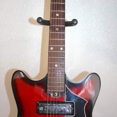 Vintage 1960's Sorrento Red Sunburst Hollow Body Electric Guitar With Gig Bag image 9