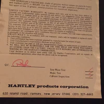 Hartley SW-24 Speakers (Bob Ludwig mastering subwoofers) image 4