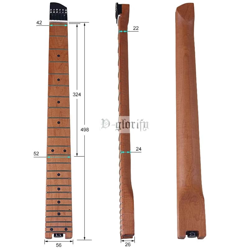 Roasted Maple Wood Headless Guitar 24 Frets Neck image 1