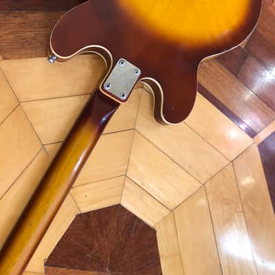 1960s Univox 335 Semi-Hollow Body Vintage 3 Tone Burst Electric Guitar MIJ Padded Case image 22