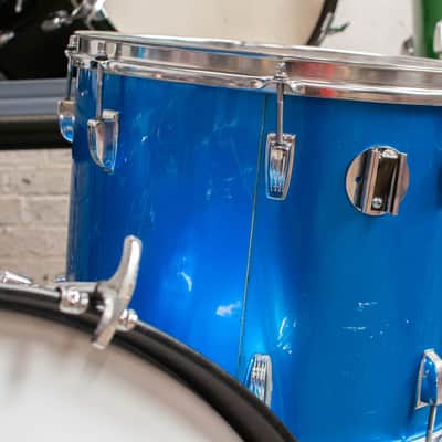 1970s Ludwig 14x26 12x15 16x18 Blue Silk Drum Kit image 9
