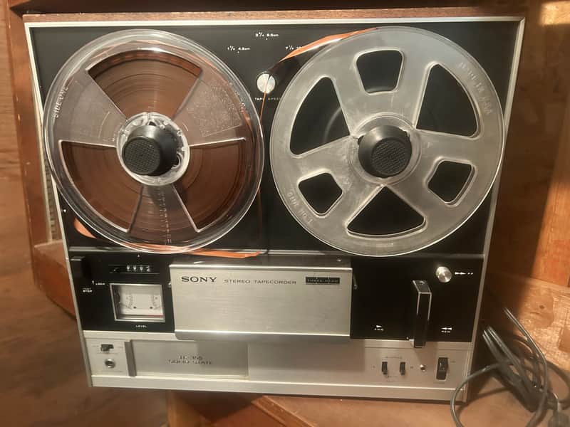 Vintage Sony TC-355 Reel-to-Reel Tape Recorder with Original Wood Case – Untested image 1
