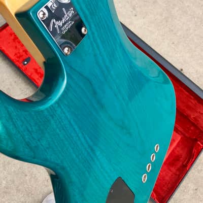 1998 Fender Deluxe American Series Precision Teal Green Transparent Premium Ash body and OHSC image 6