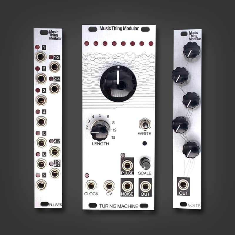 Music Thing Modular Turing Machine Mk 2 with Pulses and Volts expanders feat. aluminum panels image 1