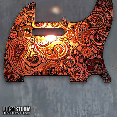 Paisley Telecaster 8 Hole Pickguard Golden Copper Acrylic Mirror Standard or Humbucker Cut Scratch Plate for Fender American/Mexican Tele Guitar image 1
