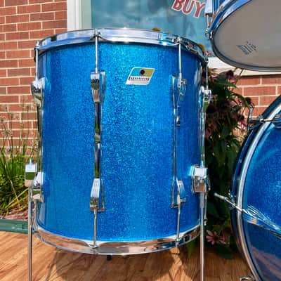 1970s Ludwig Mach 5 Pro Beat Drum Set Blue Sparkle 24/12/13/16 image 7