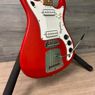 1965 Magnatone Tornado X-15 Red Sparkle Electric Guitar with Hard Case #2687 image 4