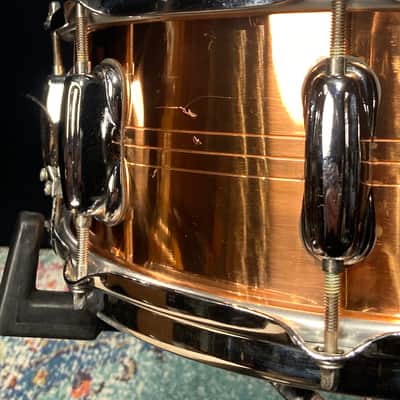 Slingerland - 5x14" Sound King, Lacquered Brass, 10-Lug Snare Drum, Zoomatic Throw-Off 1990s image 10