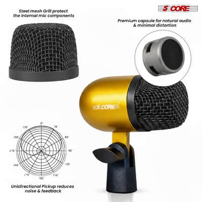 5 Core Conga Mic Snare Tom Set Professional XLR Cardioid Condenser Instrument Microphone Kit image 3
