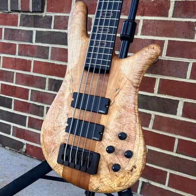 Spector USA NS-5XL, Figured Chestnut Top, Figured Walnut Body, Oil Finish, 3pc Roasted Maple Neck, Ebony Fretboard, Roasted Maple Ghost Crowns, EMG40DCX Pickups, HAZ 9-volt Preamp, Dunlop Flush Mount Strap Locks, Hipshot Tuners, TSA Case image 4
