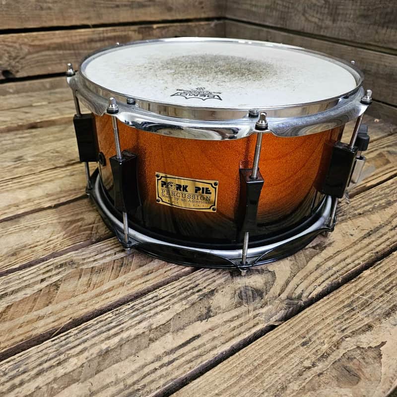 Snare Drum 13" Pork Pie USA, Orange To Black Glitter USED! RKPIE120526 image 1