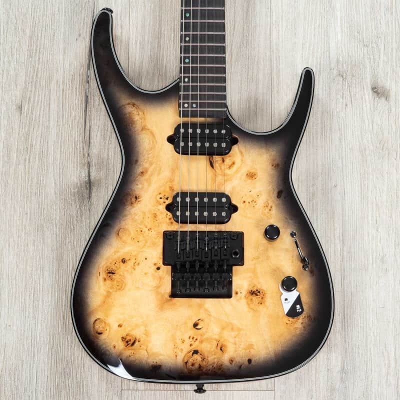 Dean Exile Select Floyd Fluence Guitar, Ebony Fretboard, Natural Black Burst image 1