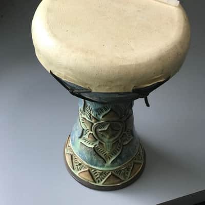 Full Circle Drums -Rare Ceramic Doumbeks/Darbuka - 8" x 12" - Unique Blue Glaze Hand Etched. Sale Benefits Music Ed Nonprofit! image 3
