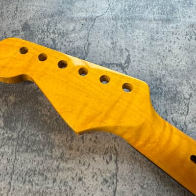 BMC Guitar Neck Strat® Stratocaster® 21 Fret Amber Flame Maple With Rosewood Fingerboard Rounded Fret Ends 9.5 Radius  SFMRA21 #1 image 7
