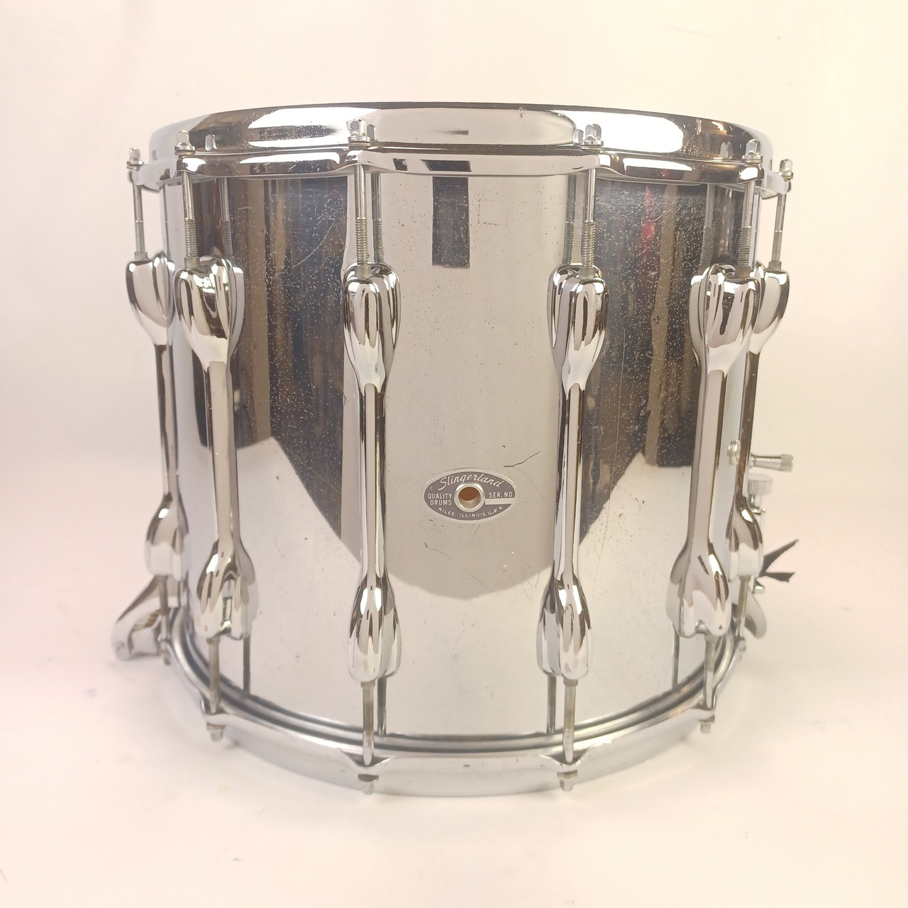 Slingerland 12x14"TDR COW Marching Snare Drum Chrome Over Wood Vintage 70s 12Lug — main photograph
