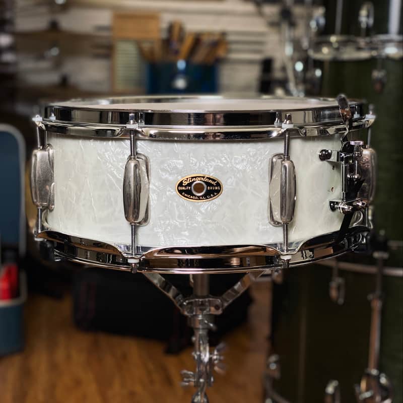 Slingerland 5.5x14 8-Lug Special Student Snare Drum – White Marine Pearl (1956–1959) image 1