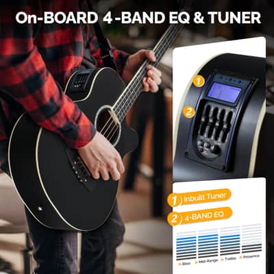 Glarry GMB102 44.5 Inch EQ Acoustic Bass Guitar Matte Black image 2