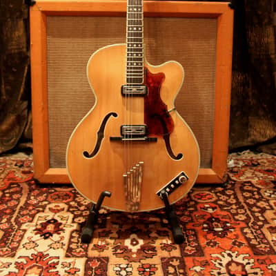 Vintage 1960 Hofner President Thin Natural Archtop Hollow Guitar No.401 w/ OHSC image 5