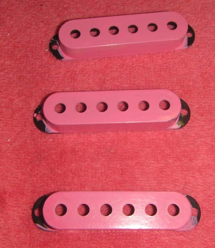 Unknown SET of 3 single coil pickup covers 2000's? - PINK image 1