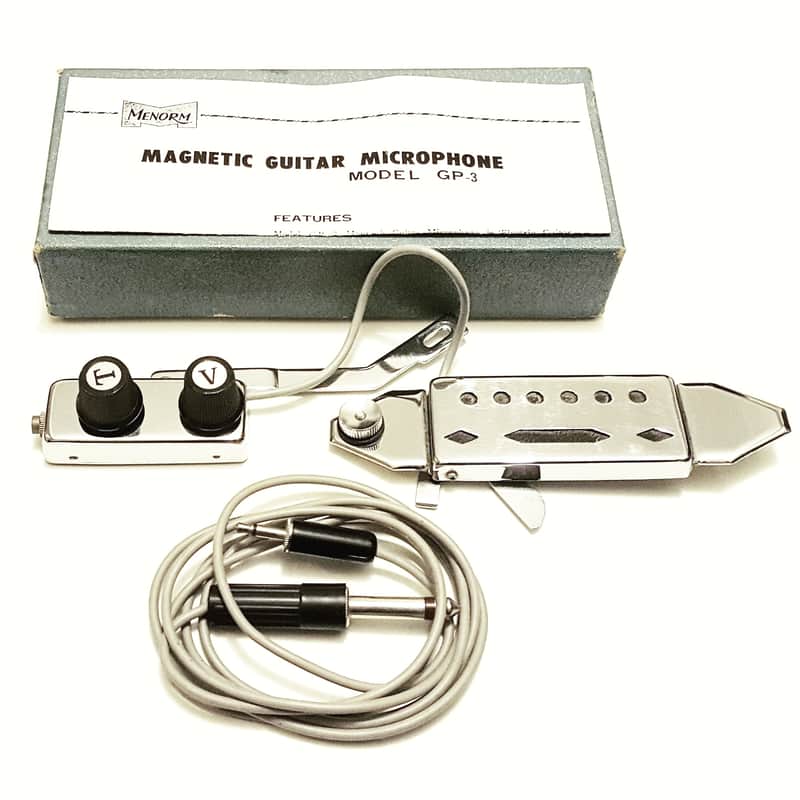 Vintage Menorm GP-3 Acoustic Magnetic Guitar Pickup Microphone 1960s Japan NOS image 1