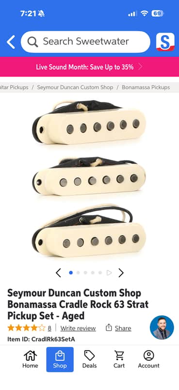 Seymour Duncan Joe Bonamassa  63 Cradle Rock Strat set 2023 - Antique white image 1