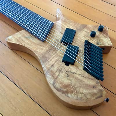 2023 Agile Perihelion Pro 10 String Guitar 102528 Mod Gloss Solid Spalted Flame Natural with Douglas EGC-400 HD Black Burgundy Headless Guitar Case image 5