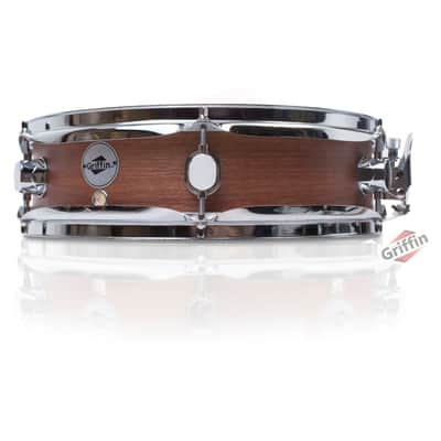 GRIFFIN Snare Drum – 13"x3.5" Poplar Shell (Piccolo littleSNAP Series) with Flat Hickory Finish, Coated Drum Head, Snare Throw Off & Marching Kit Use image 2