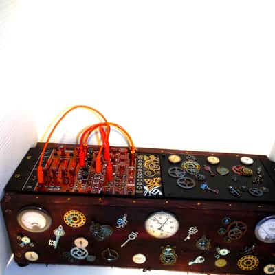 Synth Portal Steampunk Modular Powered Synthesizer-no modules 2025 - Wood/black & bronze image 8