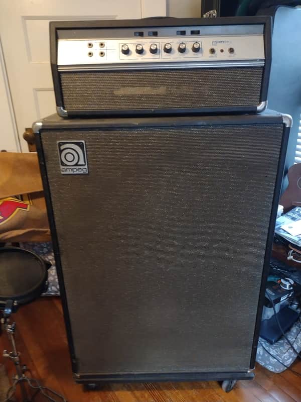 Ampeg B-25 55-Watt 2x15" Amp Half Stack 1971 - Black image 1