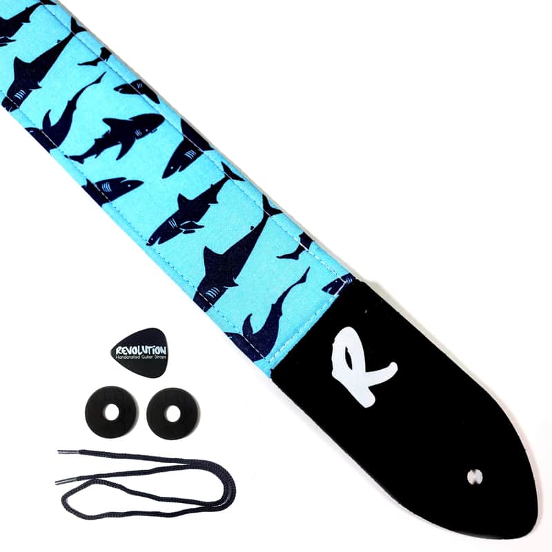 Shark Guitar Strap - Great White Shark Guitar Strap- Acoustic, Electric, or Bass- Handcrafted and Double Padded image 1