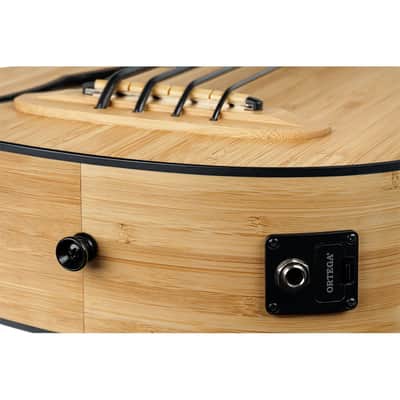 Ortega RUNAB-UB Bamboo Series Solid Bamboo Top & Neck Short Scale 4-String Acoustic-Electric Uke Bass w/Deluxe Gig Bag image 13