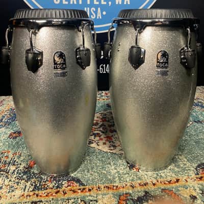 Toca - Custom Deluxe Fiberglass Conga and Tumba - Silver Sparkle image 4