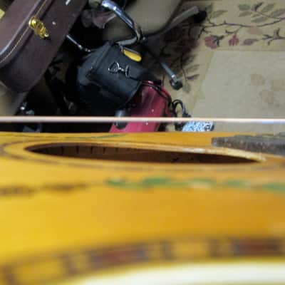 Unknown Parlor Acoustic Guitar 30s/40s art deco soso player w/intonation issues image 19