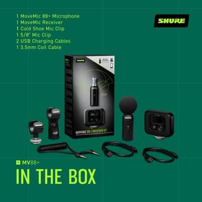 Shure MoveMic 88+ Wireless Microphone Video Kit - Pro Audio Recorder for Film/Field Recording Interviews, Stereo Mic 4 Polar Patterns | Compatible with iOS/Android via MOTIV App (MV88+W-KIT-Z7) image 3