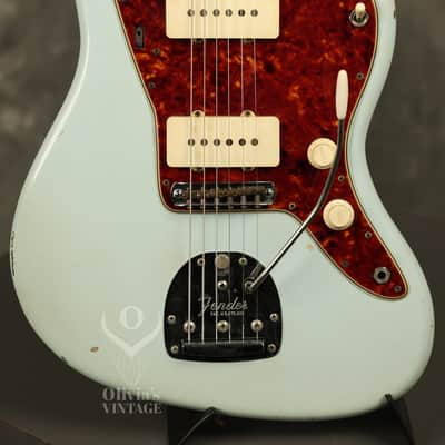 RARE custom color 1962 pre-CBS Fender Jazzmaster w/SLAB BOARD original SONIC BLUE over Sunburst image 1