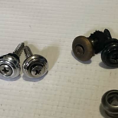 Lot of Various Brand Electric Guitar Strap Buttons Black, Chrome ++ image 3