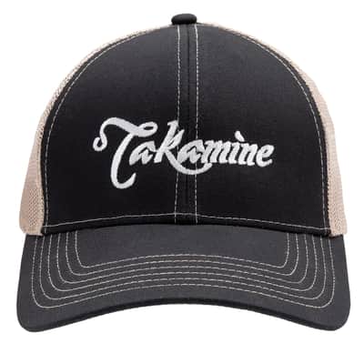 Takamine Guitars Trucker Hat Adjustable Velcro One Size – Official Guitar Brand Cap (Navy Blue ,Tan)
