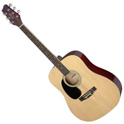 Stagg Natural dreadnought acoustic guitar with basswood top, left-handed model image 2