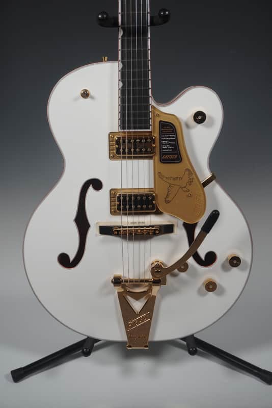 Gretsch Professional Collection Falcon Hollow Body with String-Thru Bigsby and Gold Hardware, Ebony Fingerboard, White w/ HSC image 1