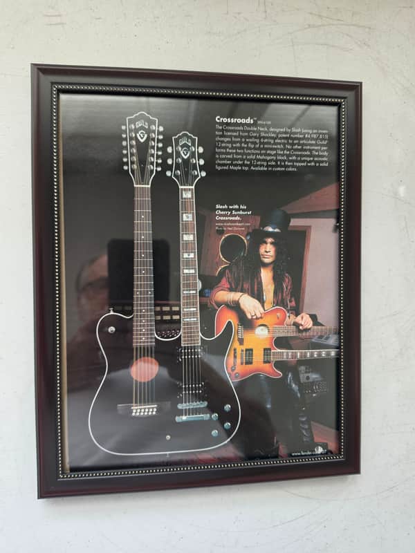 1990's Guild Guitars Promotional Ad Framed Slash Crossroads Guitar Original image 1