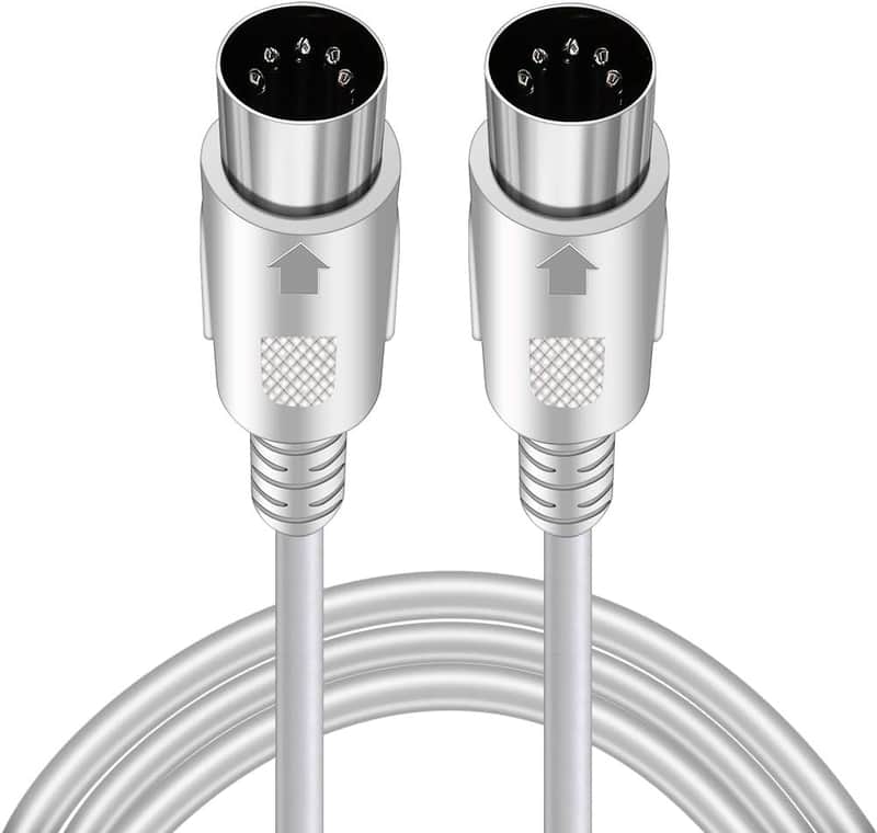 MIDI Cable 5 Pin DIN Male to DIN Male Connector Cable Plug Wire Cord (White,5ft) image 1