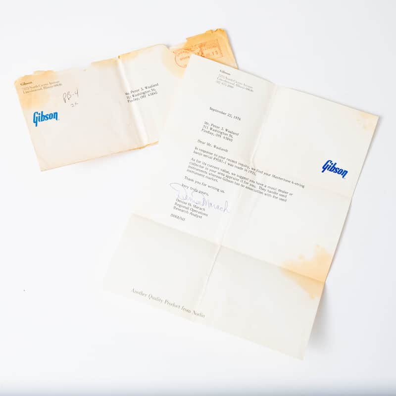 1970s Gibson Letter - Banjo Inquiry - Norlin Era image 1